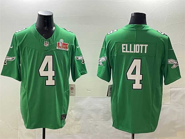 Men%27s Philadelphia Eagles #4 Jake Elliott Green 2025 Super Bowl LIX Patch F.U.S.E. Throwback Vapor Untouchable Limited Stitched Jersey->philadelphia eagles->NFL Jersey